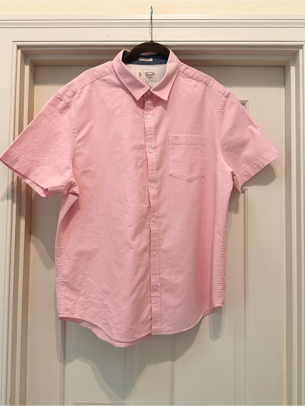 Original Penguin Short-Sleeve Button-Down Shirt in Light Pink - XL Slim